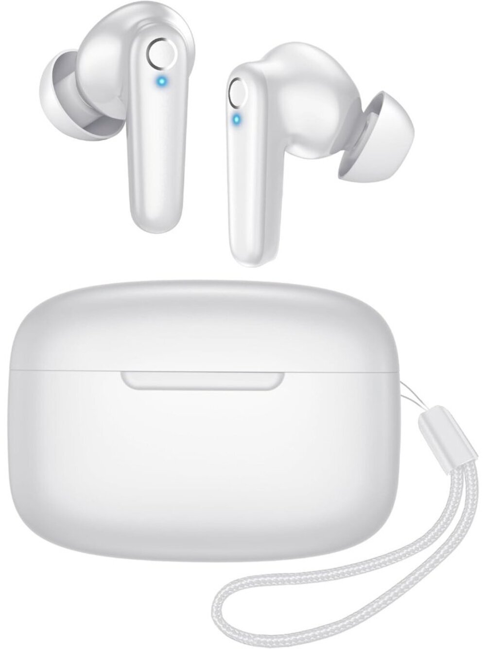 Wireless White 60H Using Time Deep Bass Clear Call Built-in Bluetooth 5.3 Earbud